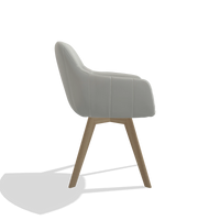 Esszimmerstuhl Odille 6578 in Leder B970 (Hellgrau), Beine in Natur, Seitenansicht