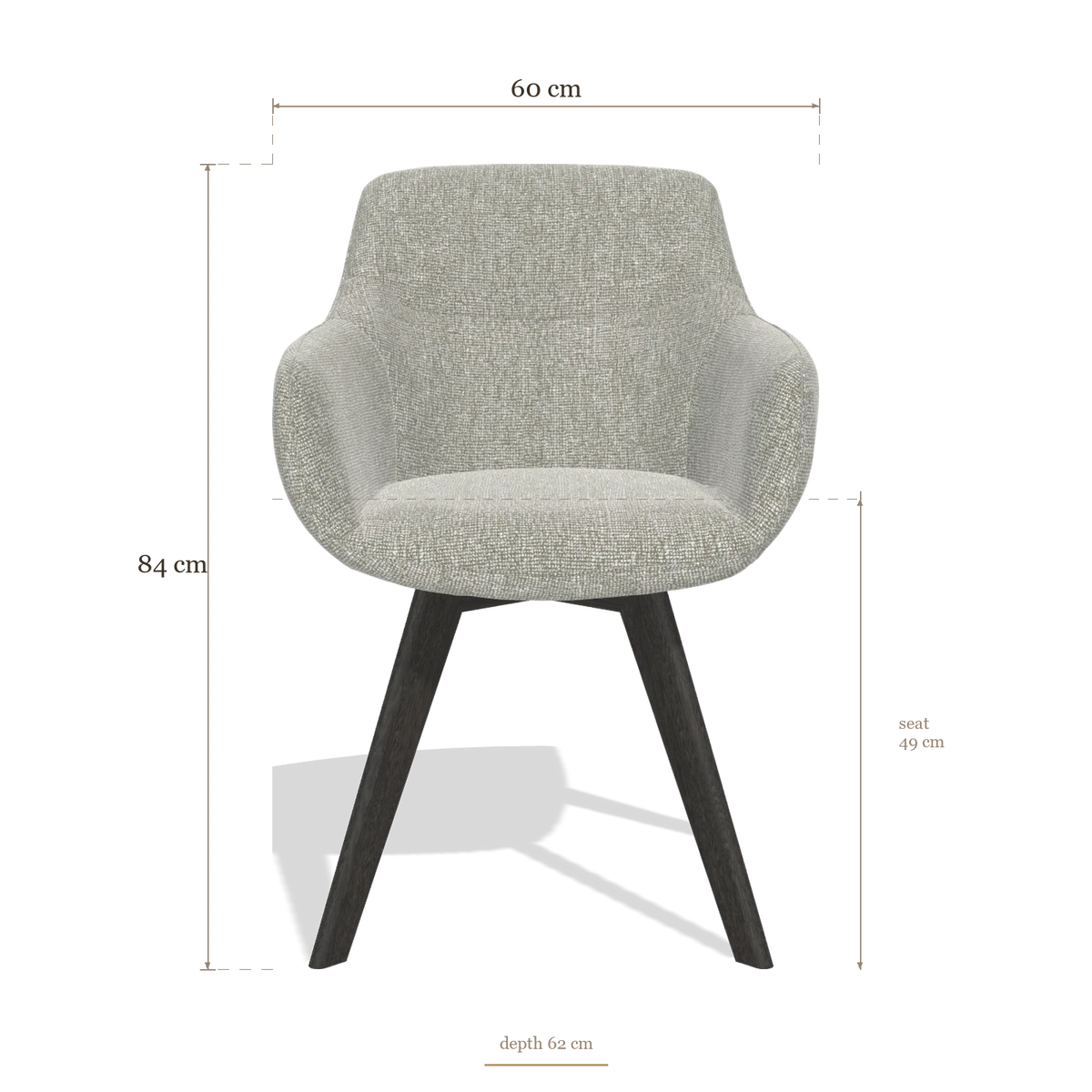 Sedia da pranzo Odille 6578, dimensioni 60 x 62 x 84 cm