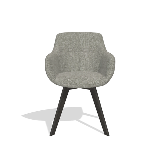 Dining Chair Odille 6578 in Lodge 01 fabric (taupe), tobacco legs, front view
