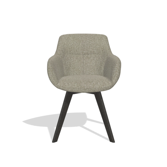 Dining Chair Odille 6578 in Lodge 05 fabric (taupe), tobacco legs, front view