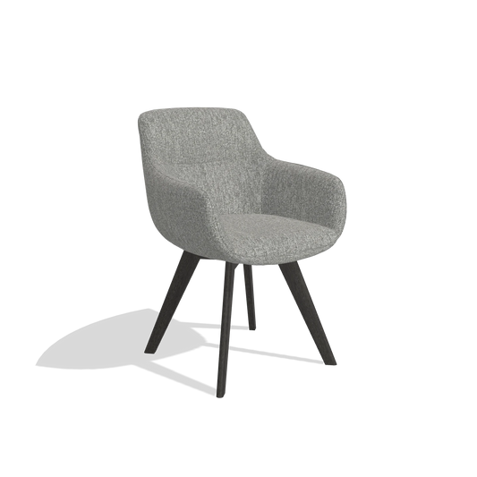 Dining Chair Odille 6578 in Lodge 40 fabric (grey), tobacco legs, angled view