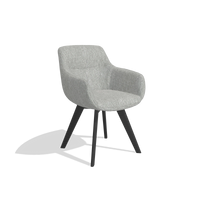 Dining Chair Odille 6578 in Lodge 60 fabric (greige), black legs, angled view