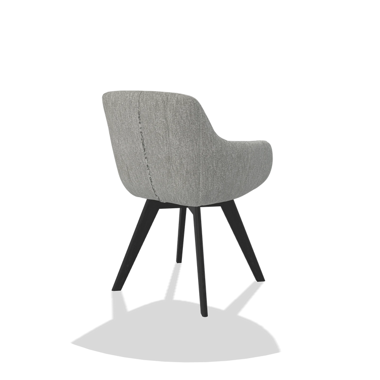 Dining Chair Odille 6578 in Lodge 60 fabric (greige), black legs, back angled view