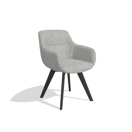 Dining Chair Odille 6578 in Lodge 60 fabric (greige), tobacco legs, angled view