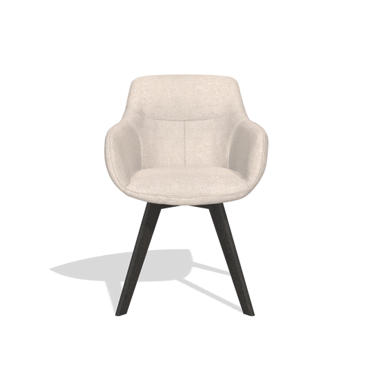 Dining Chair Odille 6578 in Mito 01 fabric (light grey), tobacco legs, front view