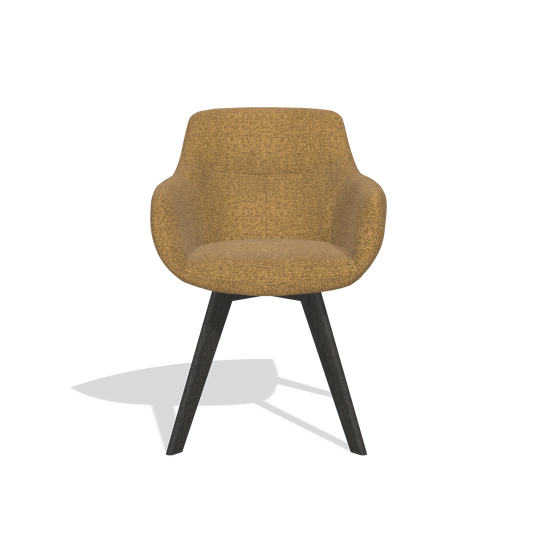 Chaise de salle à manger Odille 6578 en tissu Mito 06 (cognac), pieds en tabac, vue de face