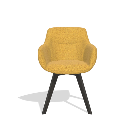 Chaise de salle à manger Odille 6578 en tissu Mito 132 (ocre), pieds en tabac, vue de face
