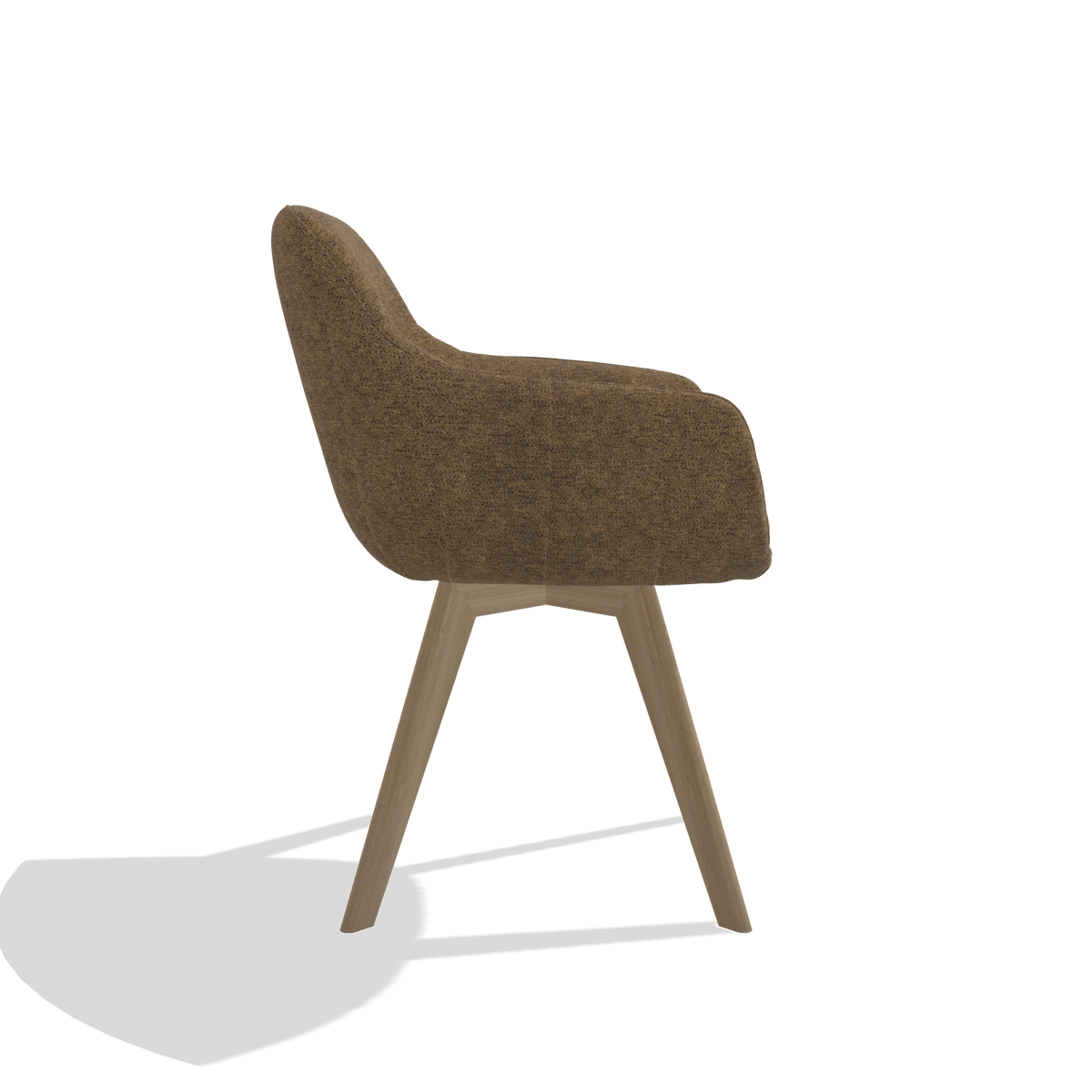 Eetkamerstoel Odille 6578 in stof Mito 14 (bruin), poten in naturel, zijaanzicht