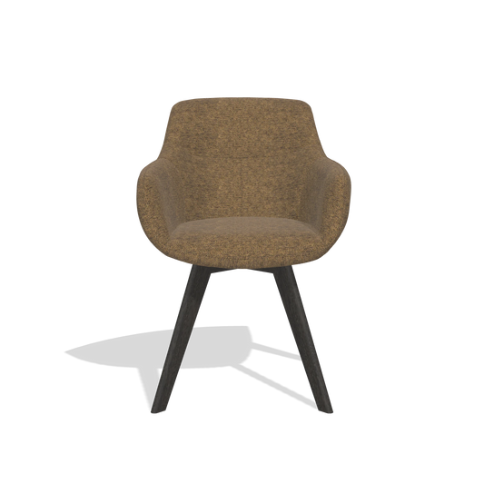 Chaise de salle à manger Odille 6578 en tissu Mito 14 (marron), pieds en tabac, vue de face