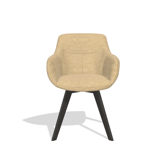 Chaise de salle à manger Odille 6578 en tissu Mito 170 (beige), pieds en tabac, vue de face