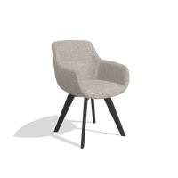 Esszimmerstuhl Odille 6578 in Stoff Mito 180 (Greige), Beine in Schwarz, Schrägansicht