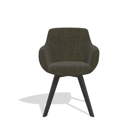 Chaise de salle à manger Odille 6578 en tissu Niagara 502 (noir), pieds en tabac, vue de face