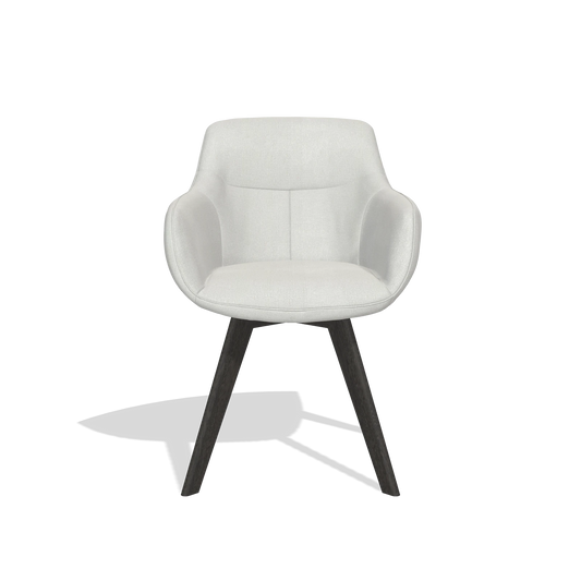 Chaise de salle à manger Odille 6578 en tissu Niagara 901 (gris clair), pieds en tabac, vue de face