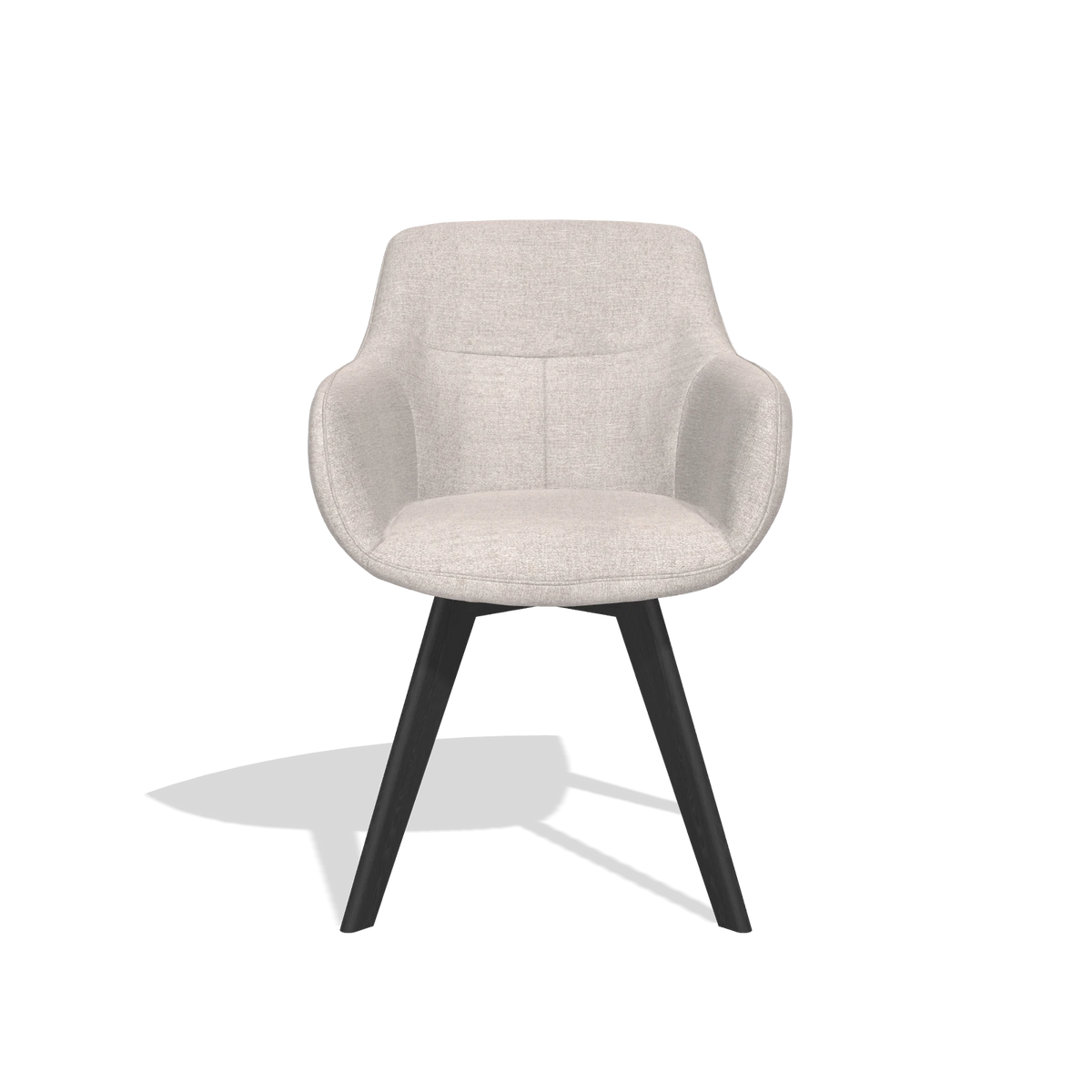 Silla de comedor Odille 6578 en tela Oasis 01 (gris claro), patas en negro, vista frontal