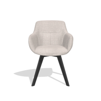 Silla de comedor Odille 6578 en tela Oasis 01 (gris claro), patas en negro, vista frontal