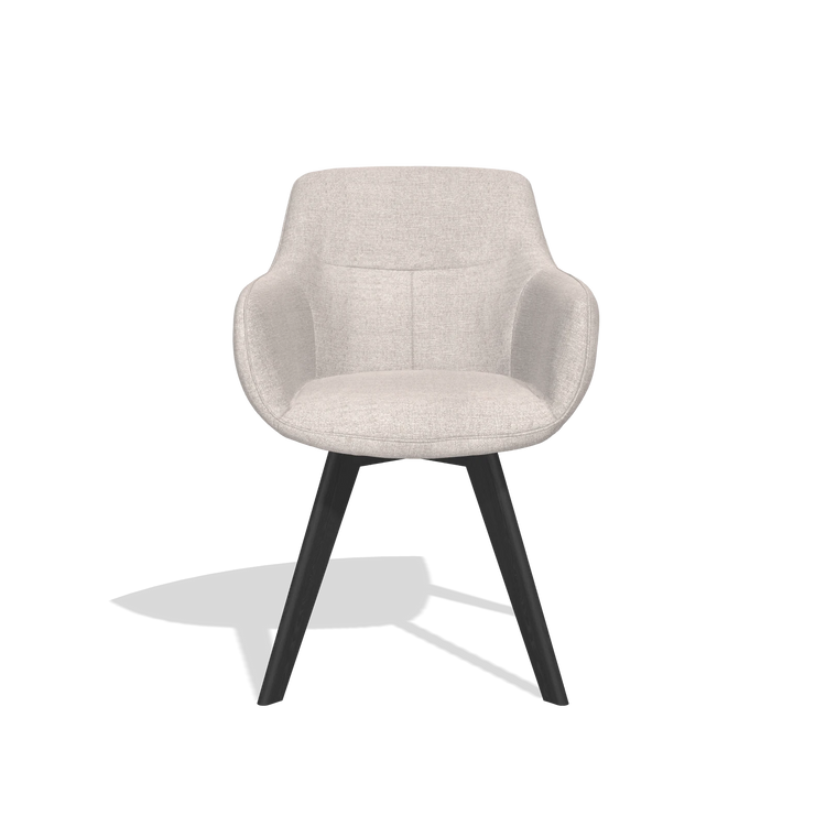 Silla de comedor Odille 6578 en tela Oasis 01 (gris claro), patas en negro, vista frontal