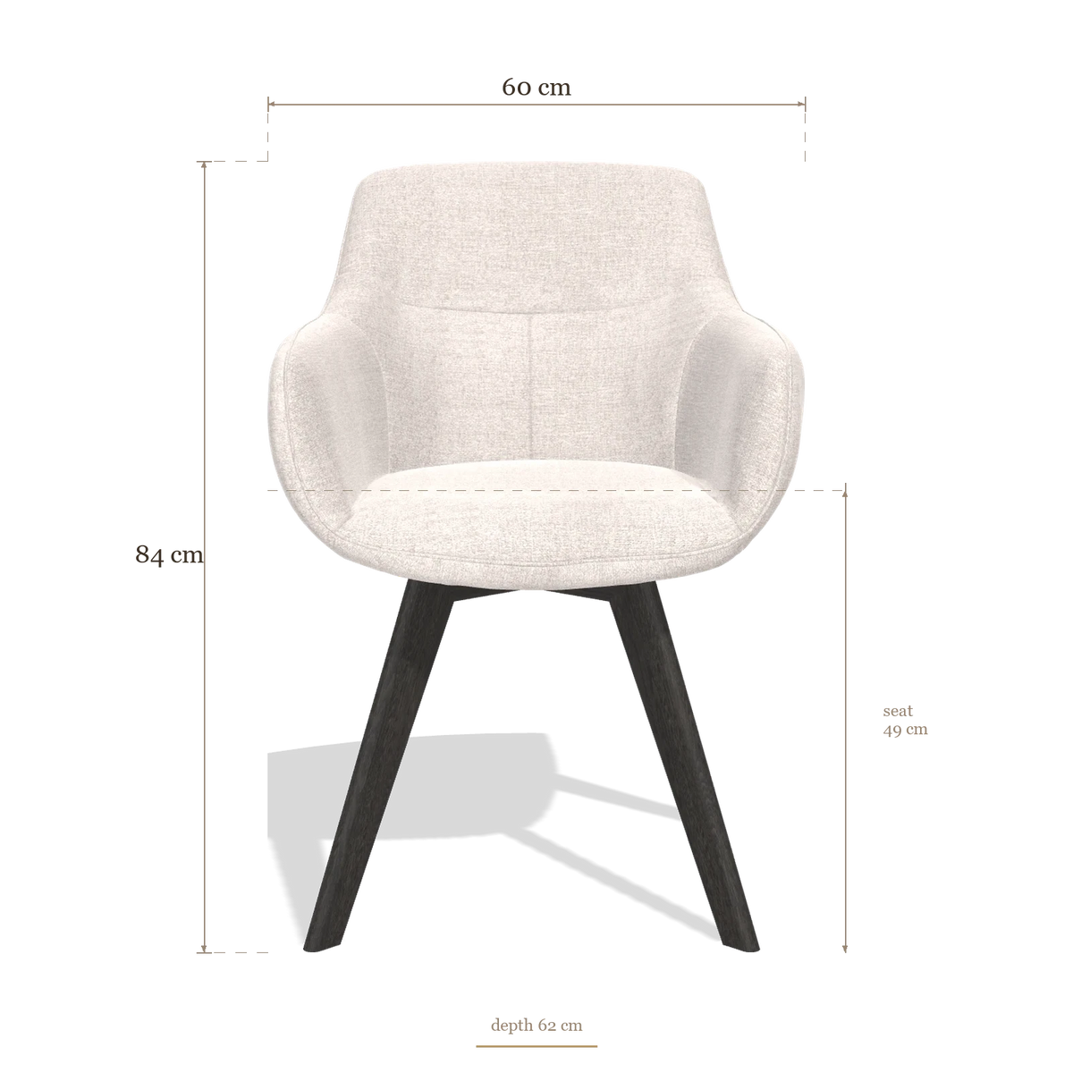 Silla de comedor Odille 6578, medidas 60 x 62 x 84 cm