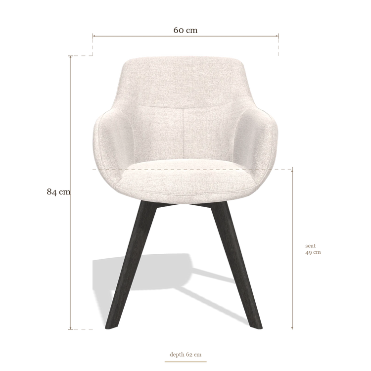 Silla de comedor Odille 6578, medidas 60 x 62 x 84 cm