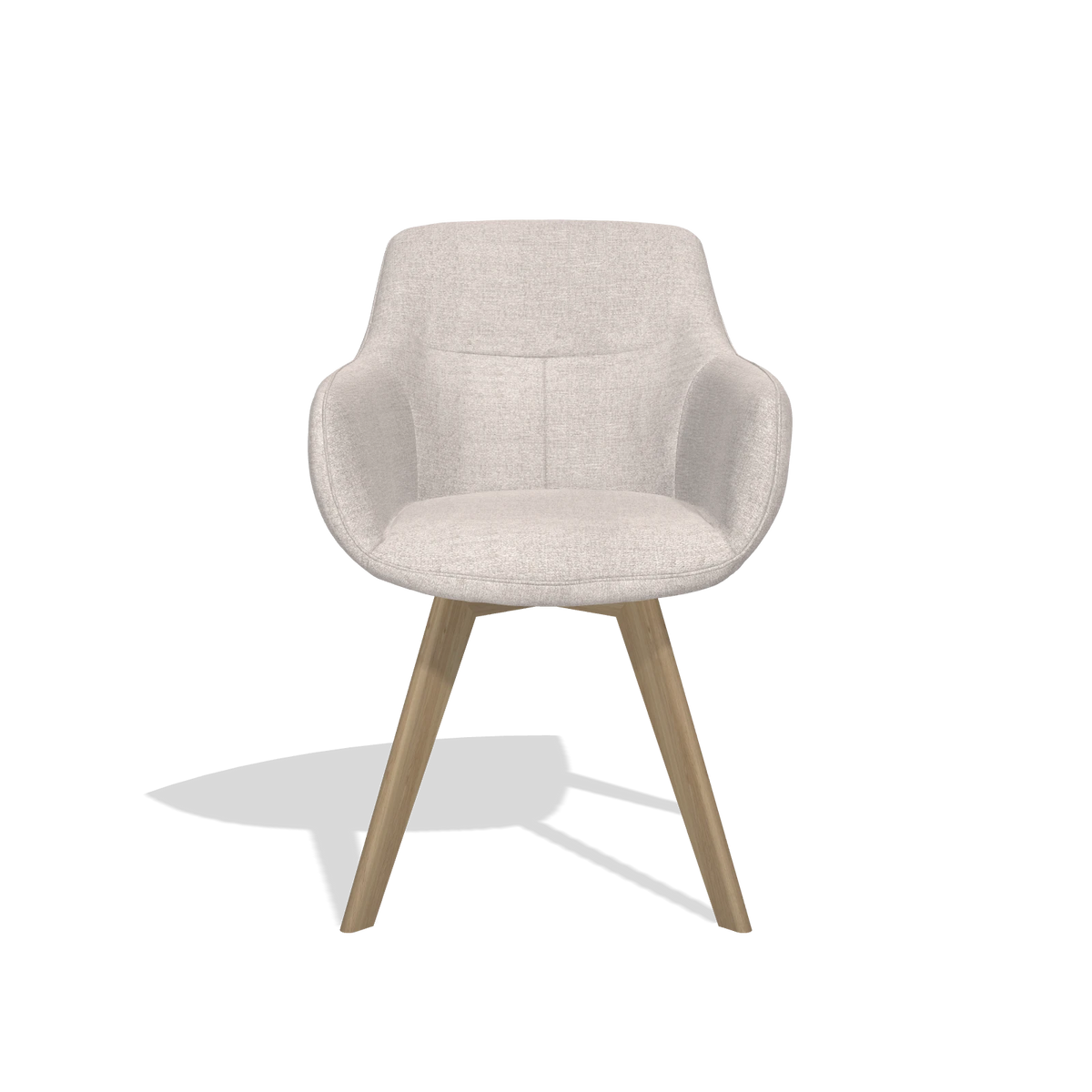 Silla de comedor Odille 6578 en tela Oasis 01 (gris claro), patas en natural, vista frontal