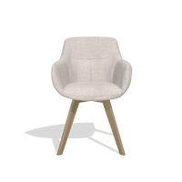 Silla de comedor Odille 6578 en tela Oasis 01 (gris claro), patas en natural, vista frontal