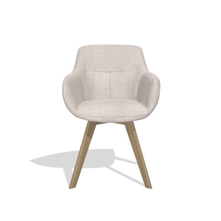 Silla de comedor Odille 6578 en tela Oasis 01 (gris claro), patas en natural, vista frontal