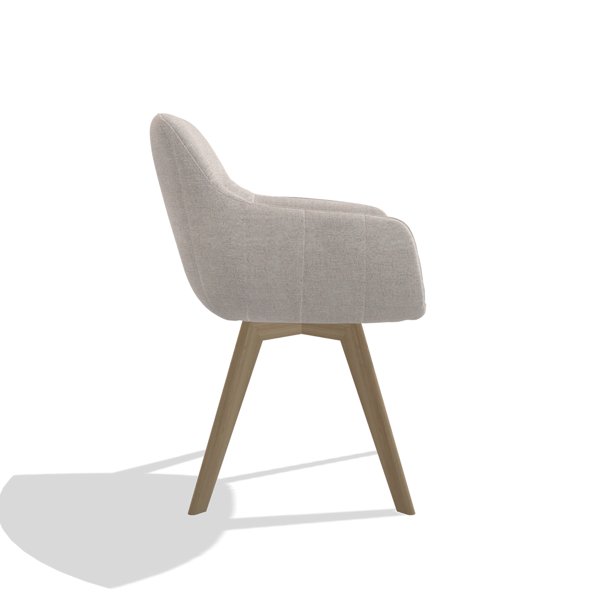 Silla de comedor Odille 6578 en tela Oasis 01 (gris claro), patas en natural, vista lateral