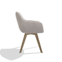 Silla de comedor Odille 6578 en tela Oasis 01 (gris claro), patas en natural, vista lateral