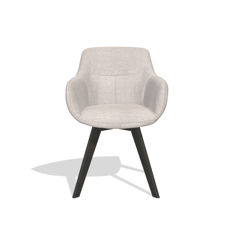 Silla de comedor Odille 6578 en tela Oasis 01 (gris claro), patas en tabaco, vista frontal