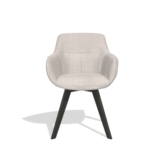 Chaise de salle à manger Odille 6578 en tissu Oasis 01 (gris clair), pieds en tabac, vue de face