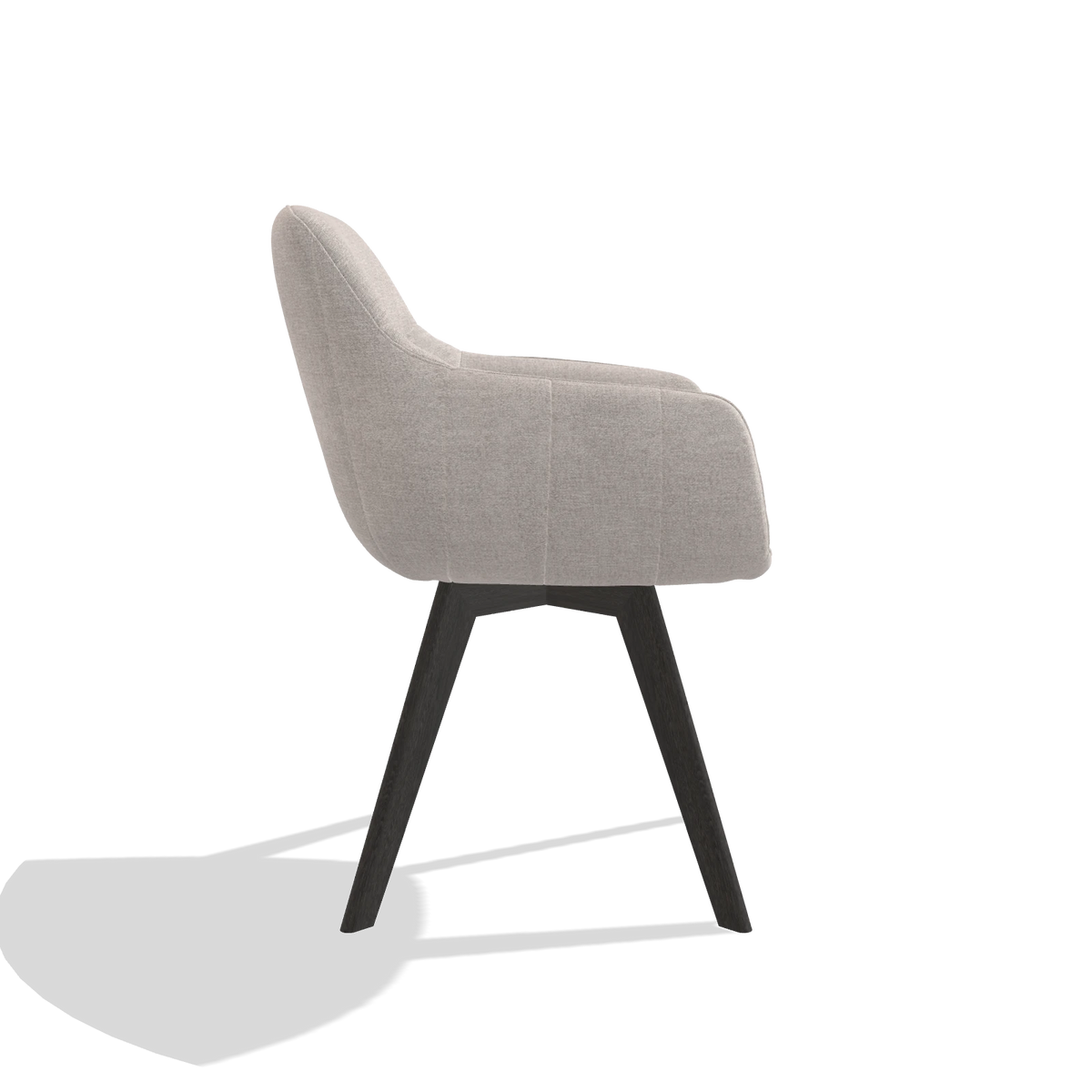 Silla de comedor Odille 6578 en tela Oasis 01 (gris claro), patas en tabaco, vista lateral