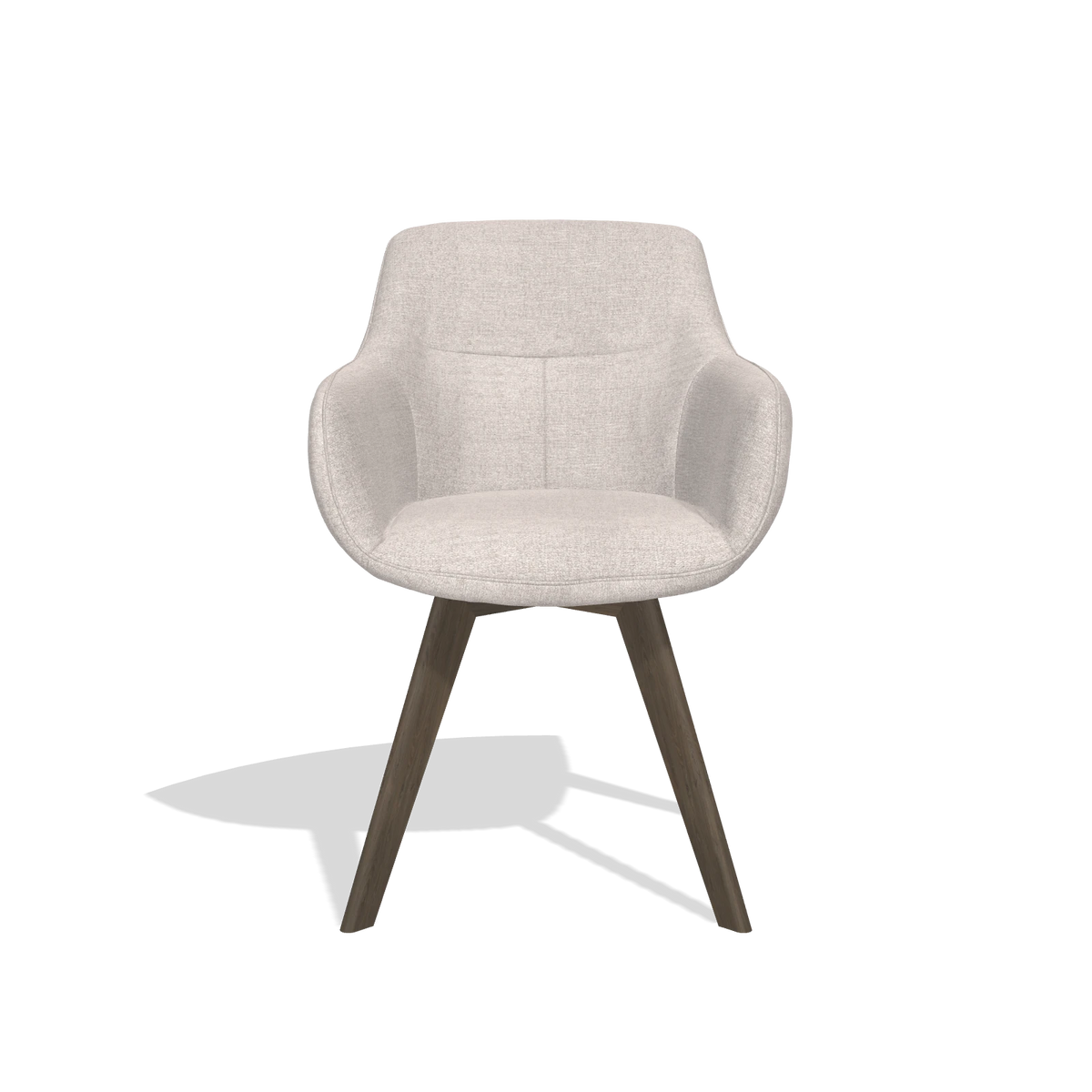 Silla de comedor Odille 6578 en tela Oasis 01 (gris claro), patas en nogal, vista frontal