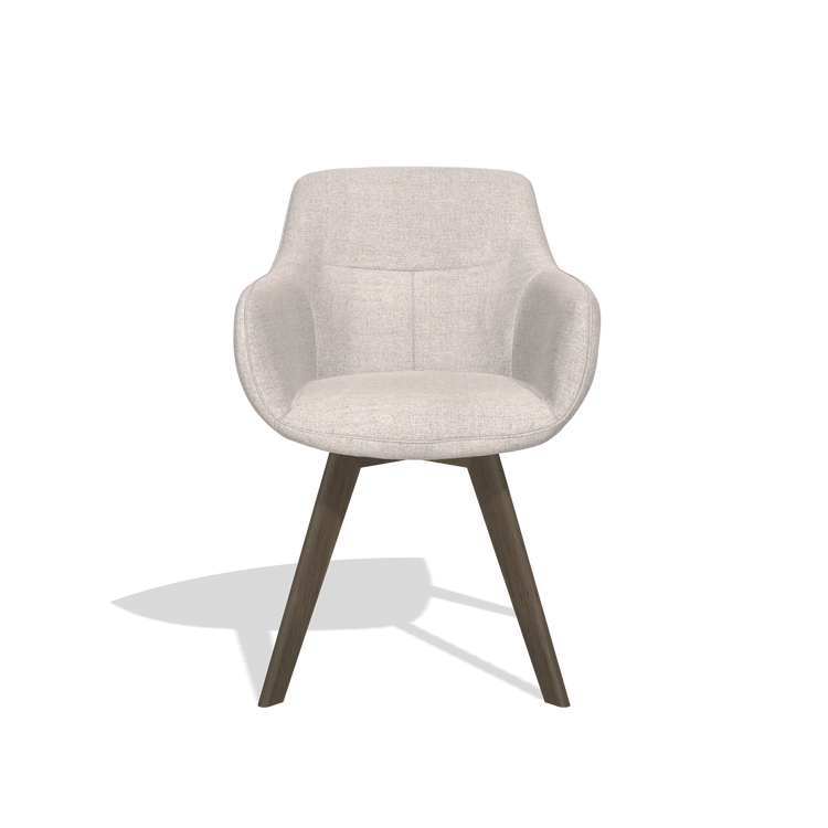 Silla de comedor Odille 6578 en tela Oasis 01 (gris claro), patas en nogal, vista frontal