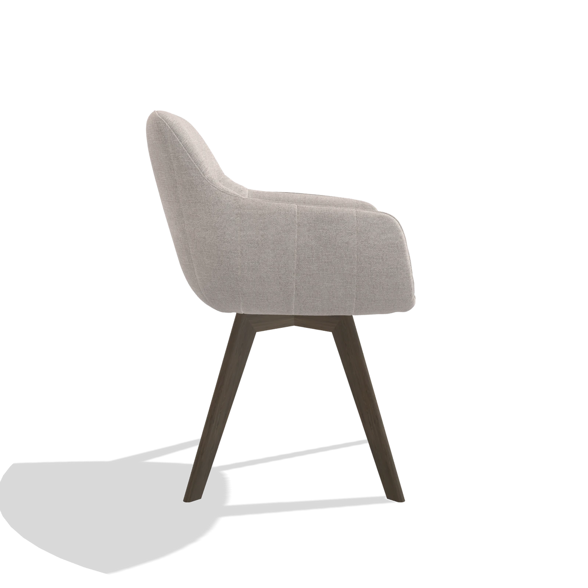 Silla de comedor Odille 6578 en tela Oasis 01 (gris claro), patas en nogal, vista lateral