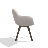 Silla de comedor Odille 6578 en tela Oasis 01 (gris claro), patas en nogal, vista lateral