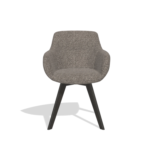 Chaise de salle à manger Odille 6578 en tissu Oasis 108 (gris foncé), pieds en tabac, vue de face