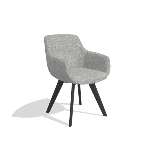 Chaise de salle à manger Odille 6578 en tissu Oasis 40 (grège), pieds en tabac, vue de trois-quarts