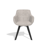 Silla de comedor Odille 6578 en tela Oasis 91 (greige), patas en negro, vista frontal