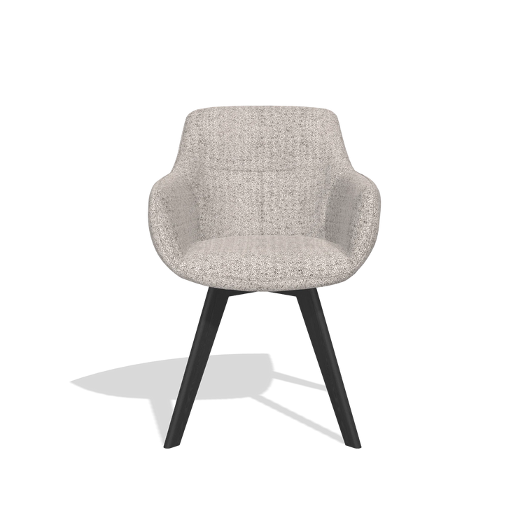 Silla de comedor Odille 6578 en tela Oasis 91 (greige), patas en negro, vista frontal