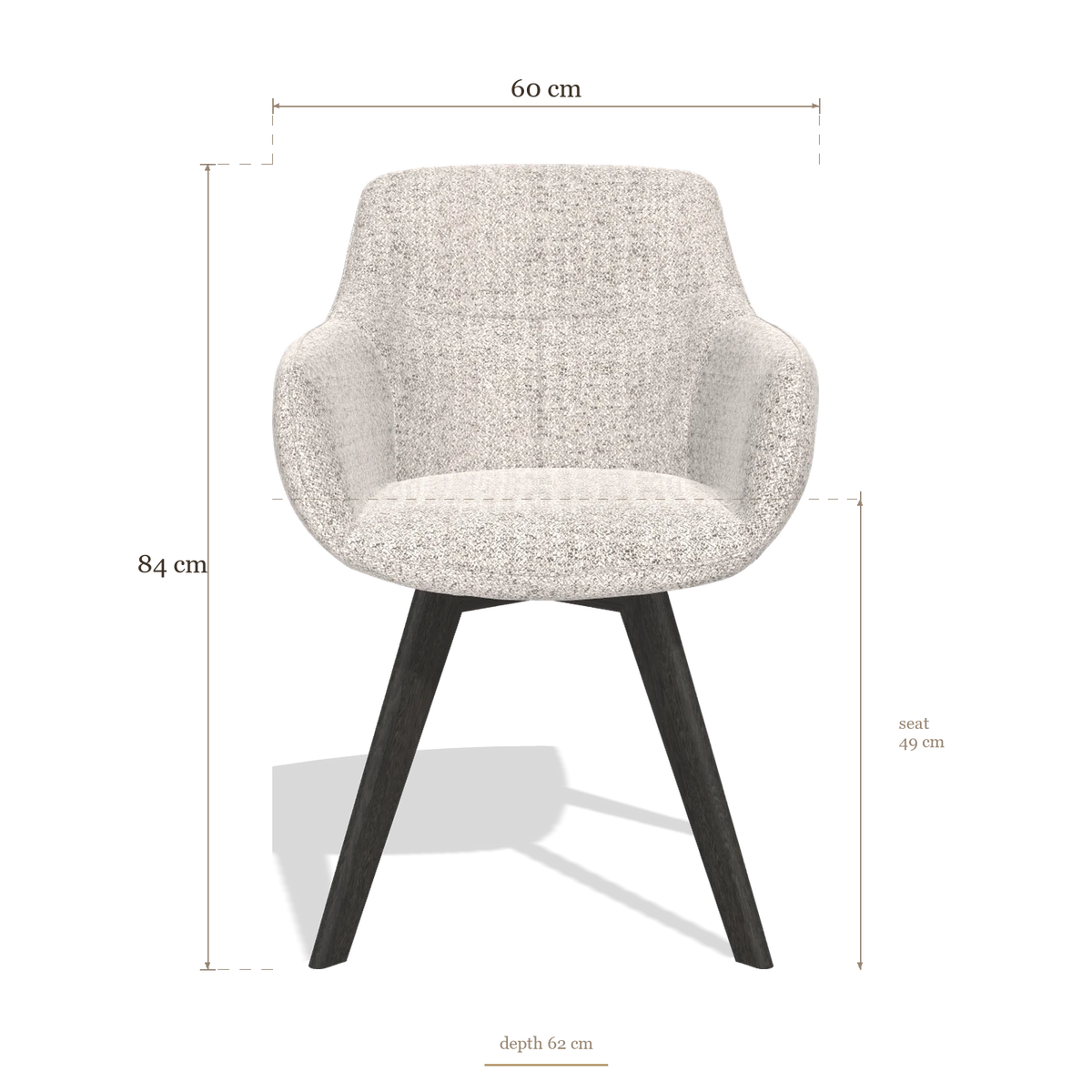 Silla de comedor Odille 6578, medidas 60 x 62 x 84 cm