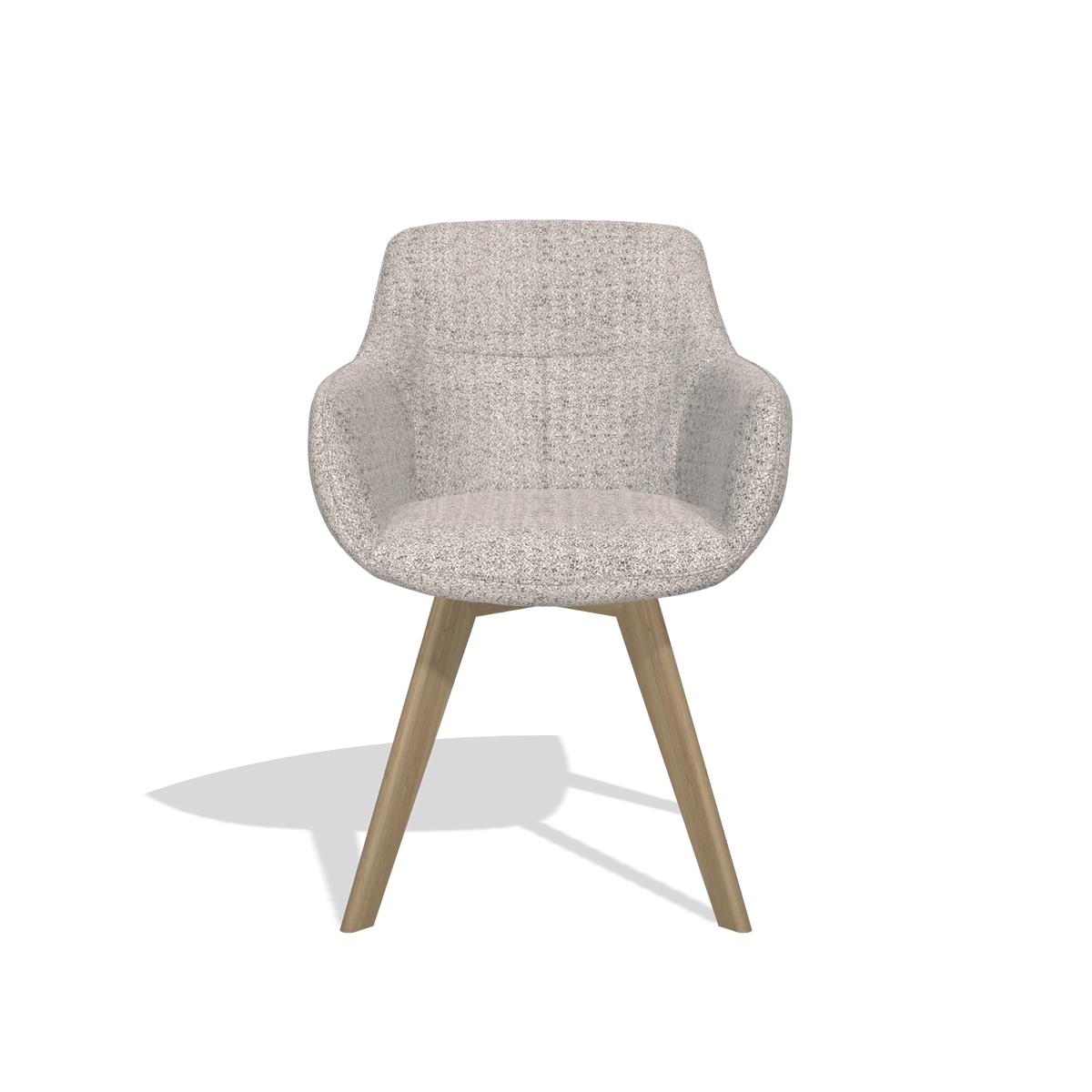 Silla de comedor Odille 6578 en tela Oasis 91 (greige), patas en natural, vista frontal