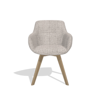 Silla de comedor Odille 6578 en tela Oasis 91 (greige), patas en natural, vista frontal