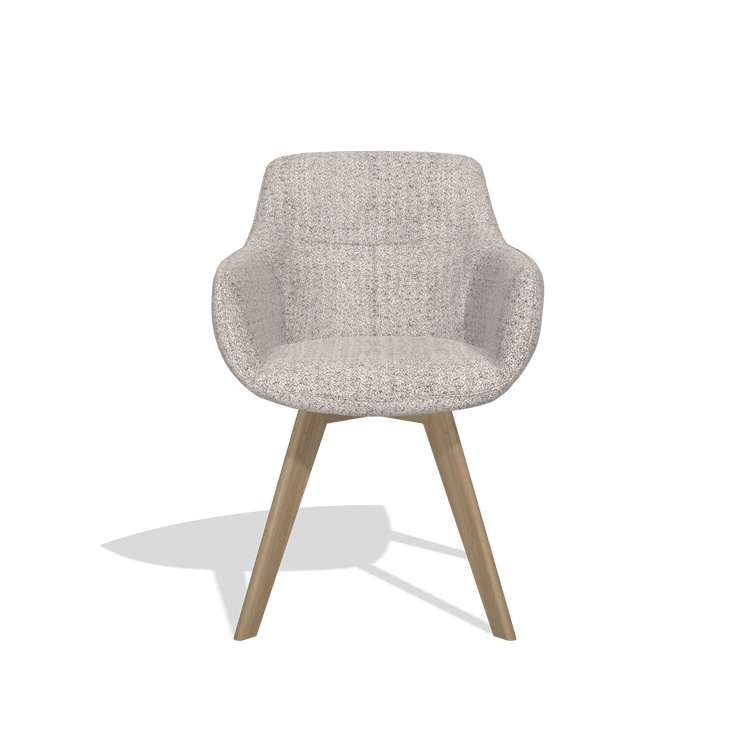 Silla de comedor Odille 6578 en tela Oasis 91 (greige), patas en natural, vista frontal