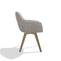 Silla de comedor Odille 6578 en tela Oasis 91 (greige), patas en natural, vista lateral
