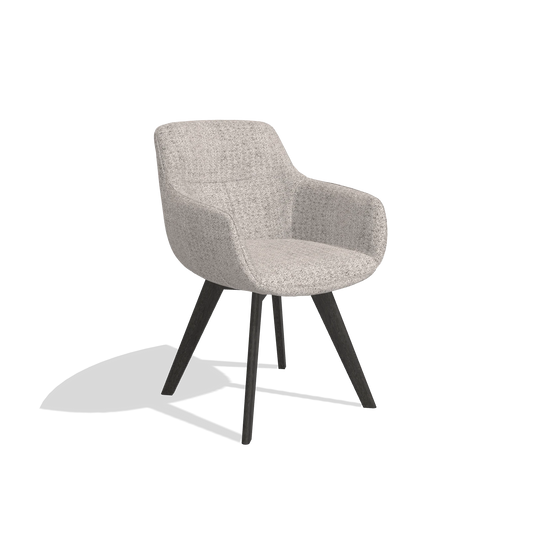 Chaise de salle à manger Odille 6578 en tissu Oasis 91 (grège), pieds en tabac, vue de trois-quarts
