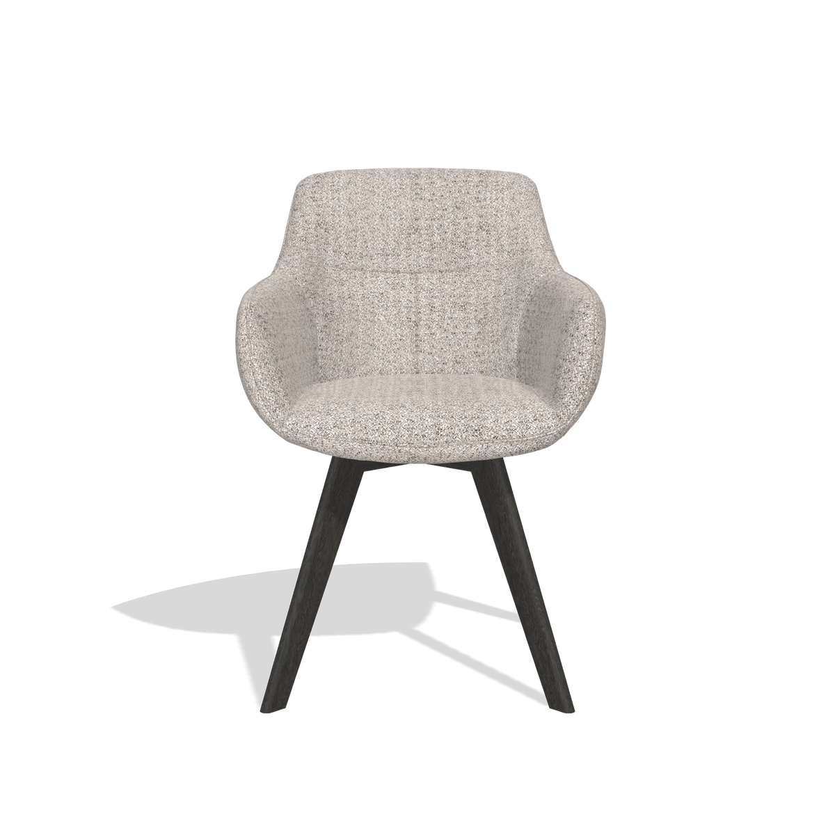 Silla de comedor Odille 6578 en tela Oasis 91 (greige), patas en tabaco, vista frontal