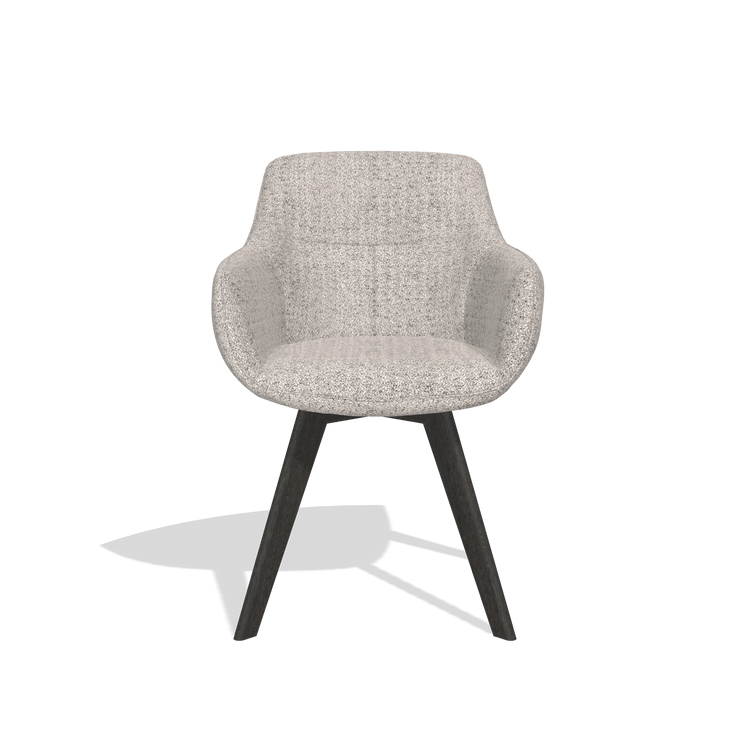 Silla de comedor Odille 6578 en tela Oasis 91 (greige), patas en tabaco, vista frontal