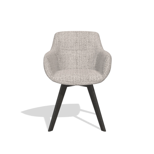 Chaise de salle à manger Odille 6578 en tissu Oasis 91 (grège), pieds en tabac, vue de face