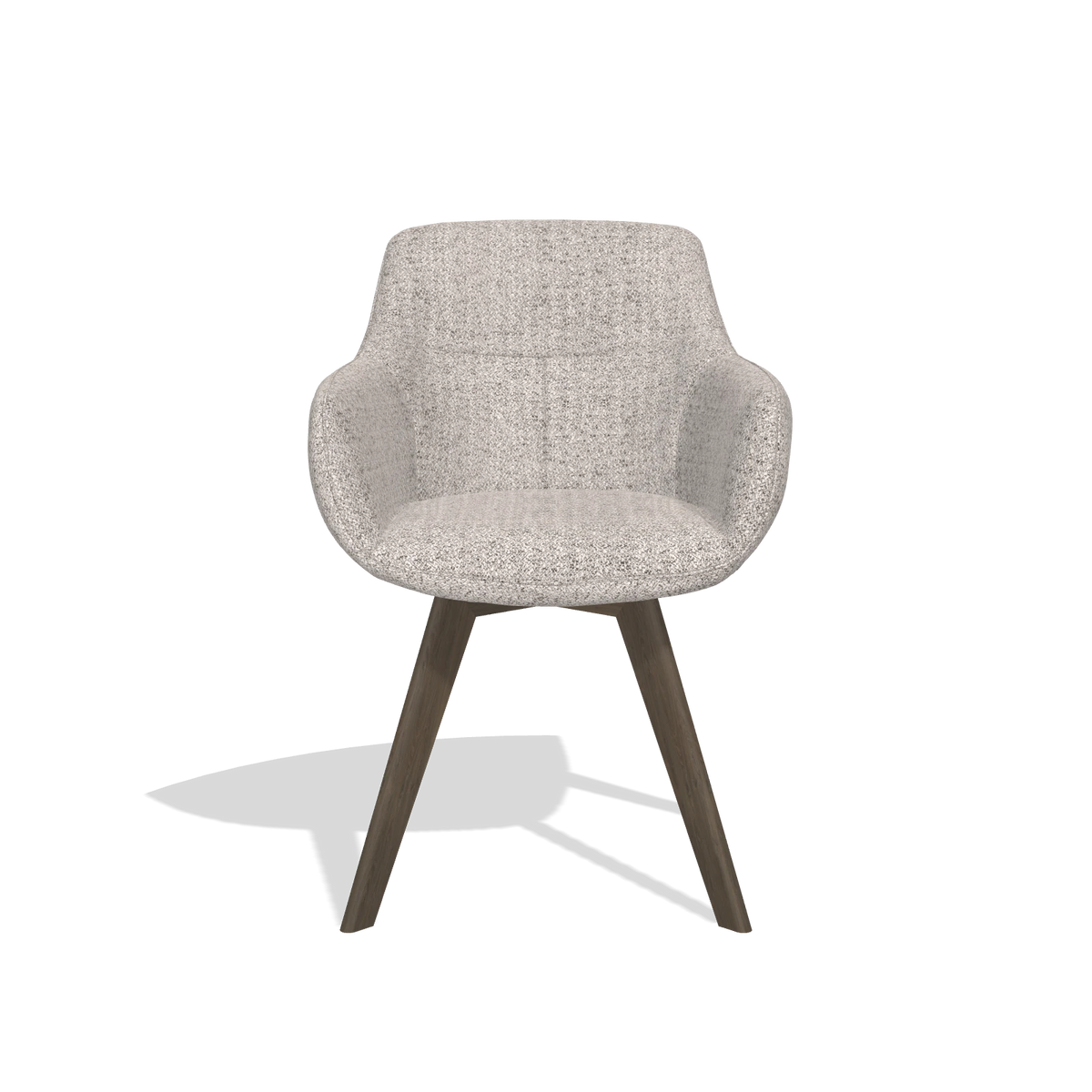 Silla de comedor Odille 6578 en tela Oasis 91 (greige), patas en nogal, vista frontal