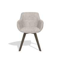 Silla de comedor Odille 6578 en tela Oasis 91 (greige), patas en nogal, vista frontal