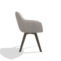 Silla de comedor Odille 6578 en tela Oasis 91 (greige), patas en nogal, vista lateral